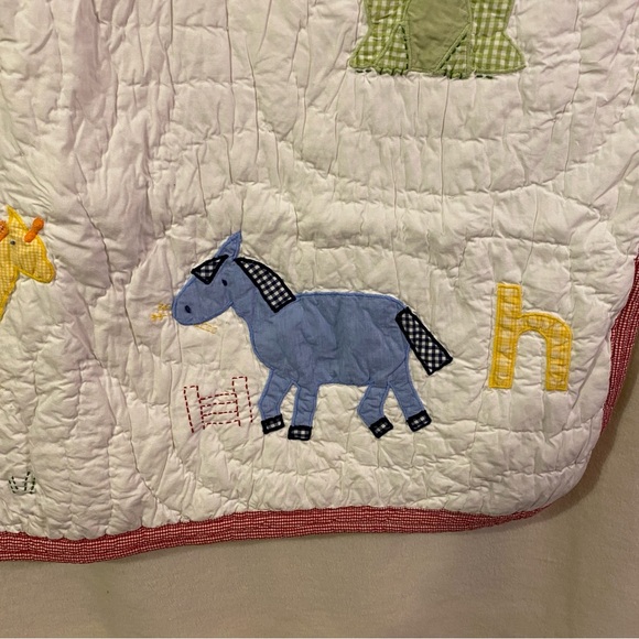 Pottery Barn Kids cotton applique gingham Alphabet Soup ABC crib baby quilt - Picture 10 of 15